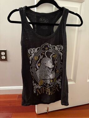 Niffler Graphic Tank Top - Black with Gold Print
